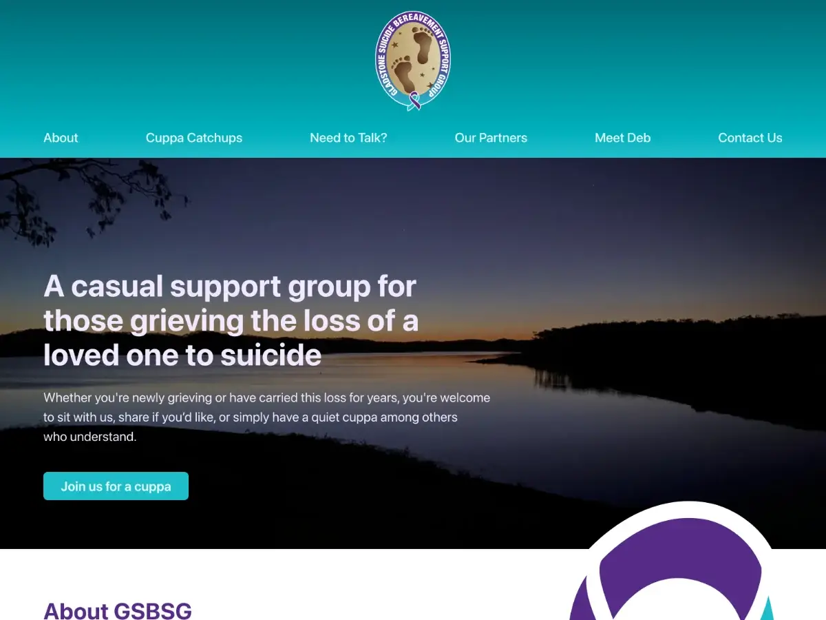 Gladstone Suicide Bereavement Support Group (GSBSG) Website Preview