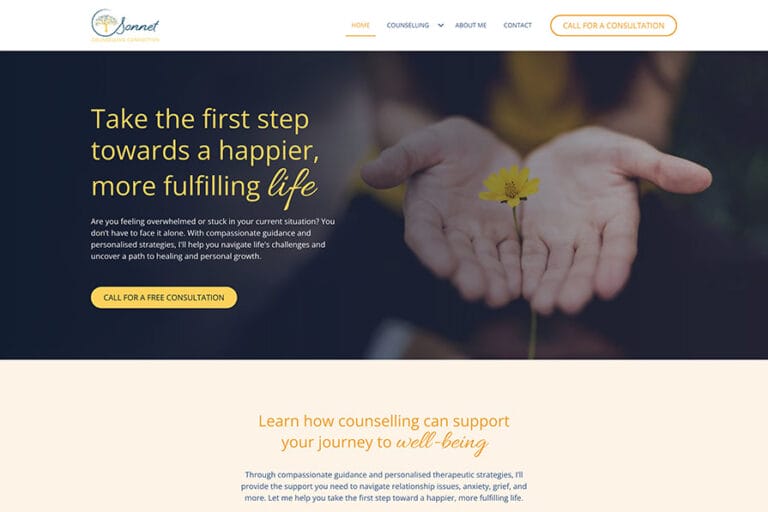 Screenshot of the Sonnet Counselling Connection Website